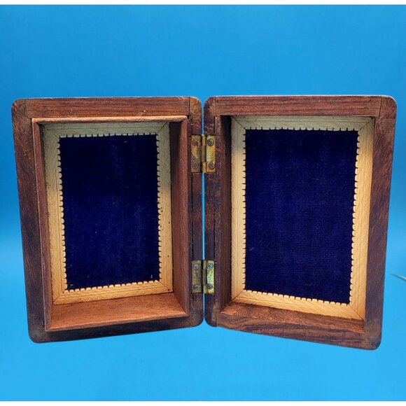 Hand Carved Wooden Keepsake Box with Floral Inlay  Jewelry Storage Trinket Chest - Picture 9 of 9